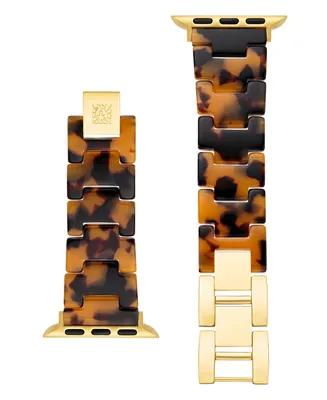 Anne Klein Women's Tortoise Acetate and Gold-Tone Alloy Bracelet Compatible with 42/44/45/Ultra/Ultra 2 Apple Watch - Tortoise, Gold