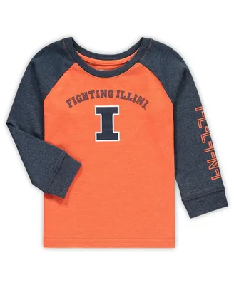 Toddler Boys and Girls Colosseum Heathered Orange Illinois Fighting Illini Long Sleeve Raglan T-shirt