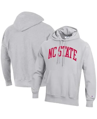 Men's Champion Heathered Gray Nc State Wolfpack Team Arch Reverse Weave Pullover Hoodie