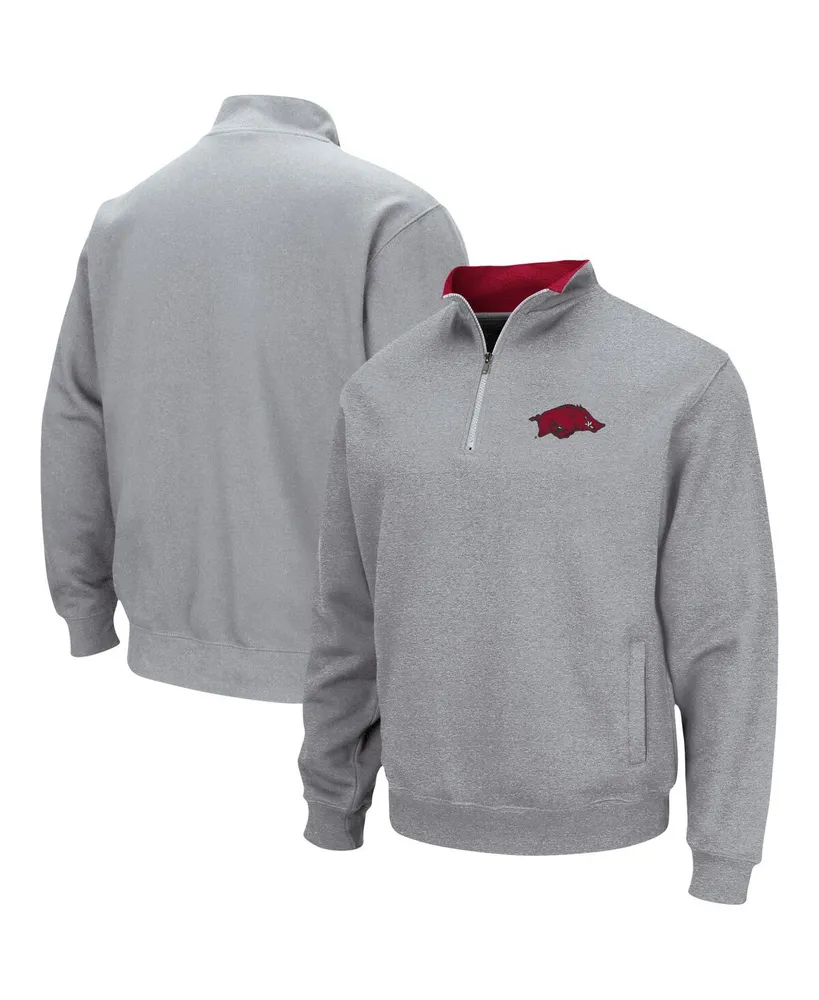 Men's Colosseum Heathered Gray Arkansas Razorbacks Tortugas Team Logo Quarter-Zip Jacket