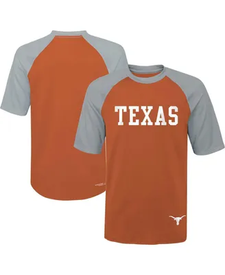 Big Boys Texas Orange Longhorns Mecca Dunes Rash Guard Raglan T-shirt