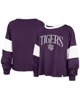 Women's '47 Brand Purple Distressed Lsu Tigers Upside Rhea Raglan Long Sleeve T-shirt