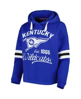 Women's Pressbox Royal Distressed Kentucky Wildcats Super Pennant Pullover Hoodie