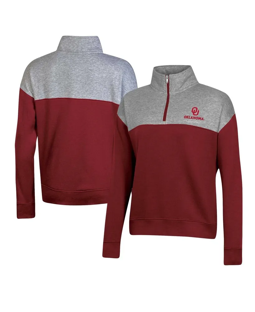 Women's Champion Crimson Oklahoma Sooners Color-Blocked Quarter-Zip Sweatshirt