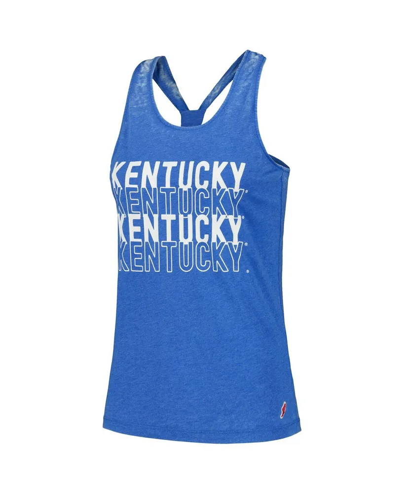 Women's League Collegiate Wear Royal Kentucky Wildcats Stacked Name Racerback Tank Top