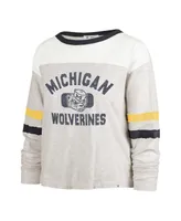 Women's '47 Brand Oatmeal Distressed Michigan Wolverines Vault All Class Lena Long Sleeve T-shirt