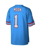 Men's Mitchell & Ness Warren Moon Light Blue Houston Oilers Legacy Replica Jersey