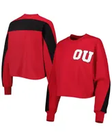 Women's Gameday Couture Crimson Oklahoma Sooners Back To Reality Colorblock Pullover Sweatshirt