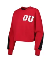 Women's Gameday Couture Crimson Oklahoma Sooners Back To Reality Colorblock Pullover Sweatshirt