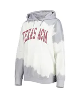 Women's Gameday Couture White, Gray Distressed Texas A&M Aggies For the Fun Double Dip-Dyed Pullover Hoodie