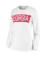 Women's Pressbox White Georgia Bulldogs Big Block Whiteout Long Sleeve T-shirt