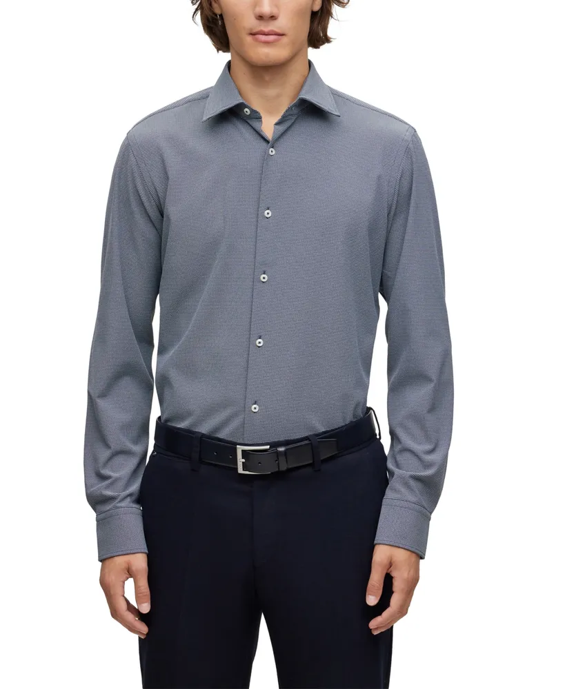 Boss by Hugo Men's Structured Performance-Stretch Regular-Fit Dress Shirt