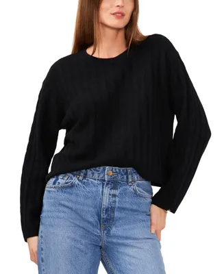 1.state Women's Crewneck Long-Sleeve Cable-Knit Sweater