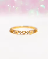 Girls Crew 18k Gold-Plated Sterling Silver Heart & Crystal Stack Ring