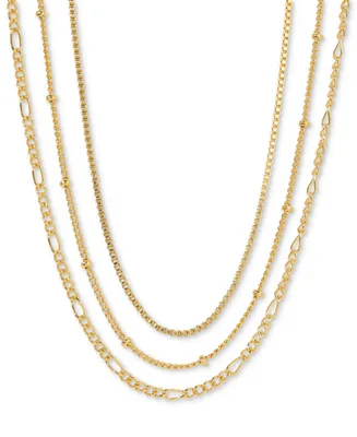 Girls Crew 18k Gold-Plated 3-Pc. Set Mixed Link Necklaces