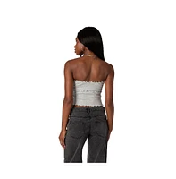 Women's Savannah Pointelle Tube Top - Gray