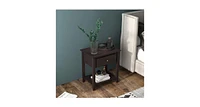 Slickblue Nightstand with Drawer and Storage Shelf for Bedroom Living Room