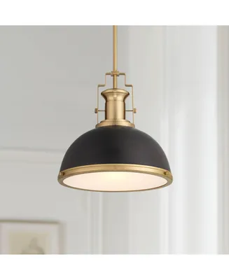 Possini Euro Design Posey Soft Gold Hanging Pendant Lighting 13" Wide Modern Black Dome Shade Fixture for Dining Room House Home Foyer Kitchen Entrywa