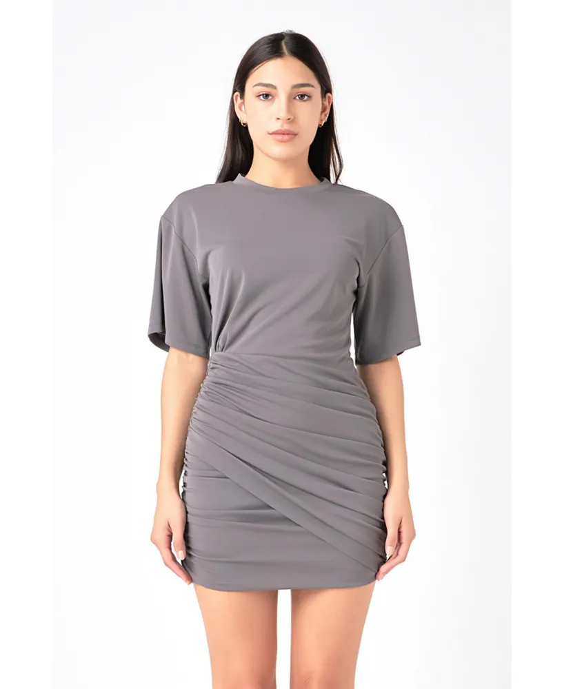Grey Lab Women's Asymmetric Ruched Mini Dress