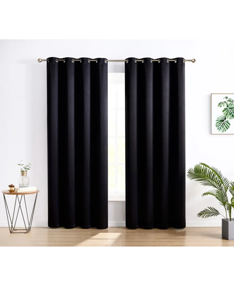 Hlc.me Oxford Room Darkening Curtains for Bedroom, Noise Reduction Thermal Insulated Window Curtain Grommet Panels