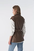 Furniq Uk Women's Genuine Leather Belted Waistcoat