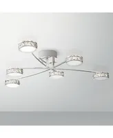 Possini Euro Design Tambourine Modern Close To Ceiling Light Flush Mount Fixture 33" Wide 6