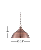 Franklin Iron Works Southton Copper Swag Pendant Lighting Fixture 13.25" Wide Farmhouse Industrial Rustic Dome Shade for Dining Room Living House Home