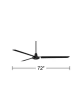 72" Velocity Modern Large 3 Blade Indoor Outdoor Ceiling Fan with Wall Control Matte Black Metal Damp Rated Patio Exterior House Home Porch Living Roo