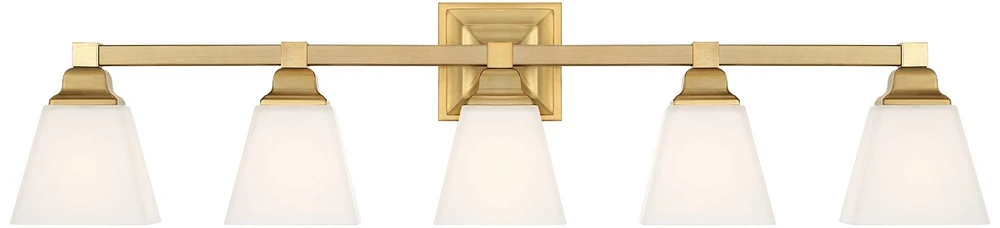 Regency Hill Mencino-Opal Modern Wall Mount Light Warm Brass Gold Metal Hardwired 35 1/4" Wide 5