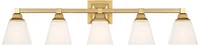 Regency Hill Mencino-Opal Modern Wall Mount Light Warm Brass Gold Metal Hardwired 35 1/4" Wide 5