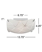 Possini Euro Design Lattice Modern Close To Ceiling Light Flush Mount Fixture 13.75" Wide Chrome Silver Frosted Glass Bowl Shade for Bedroom Hallway L