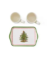 Spode Christmas Tree Polka Dot Mug and Tray Set, 3 Pieces