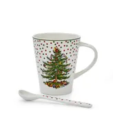 Christmas Tree Polka Dot Mug & Spoon Set