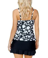 Island Escape Womens Printed Cali Underwire Tankini Swim Top Solid Ruffled Swim Skirt Created For Macys