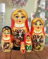 Designocracy Kitty Matreshka Hand painted Nested Doll Set of 5 by G.DeBrekht