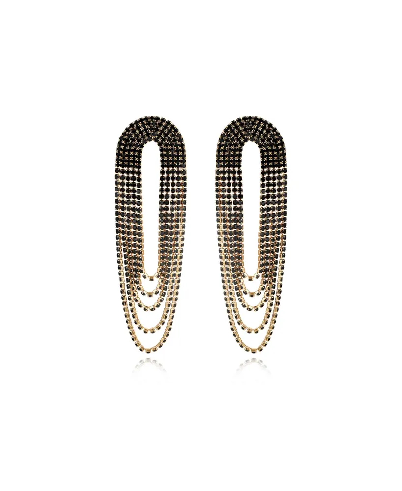 Ettika Glass Drape Fringe 18K Gold Plated Earrings