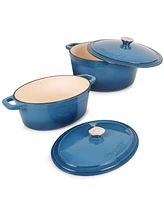 BergHOFF Neo 6pc Cast Iron Dutch Oven Cookware Set with Lids, Blue