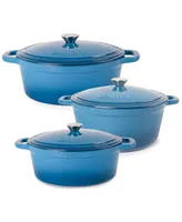 BergHOFF Neo 6pc Cast Iron Dutch Oven Cookware Set with Lids, Blue