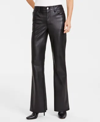 I.n.c. International Concepts Women's Faux-Leather Flare-Leg Pants, Created for Macy's