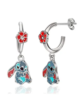 Disney Lilo & Stitch Hoop Earrings with Dangle Stitch Charm