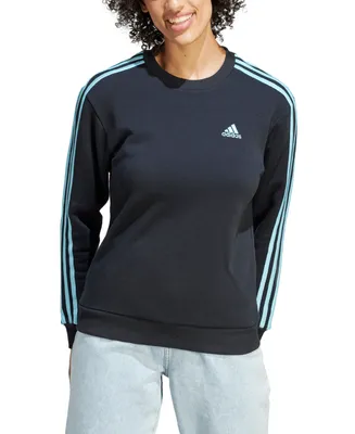 adidas Women's 3-Stripe Cotton Fleece Crewneck Sweatshirt