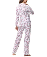 Ink+Ivy Women's Long Sleeve Notch Collar Top with Lounge Pants 2 Piece Pajama Set
