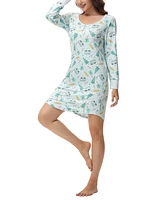 Ink+Ivy Women's Long Sleeve Henley Sleepshirt Nightgown