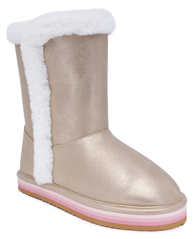 Sugar Big and Little Girls Milhoja Sueded Faux Fur Cozy Boots