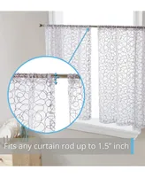 Hlc.me Audrey Embroidered Sheer Voile Window Curtain Short Rod Pocket Tiers for Kitchen, Bedroom