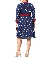 Kiyonna Plus Size Sophisticate Long Sleeve A-Line Wrap Dress