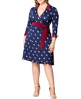 Kiyonna Plus Size Sophisticate Long Sleeve A-Line Wrap Dress