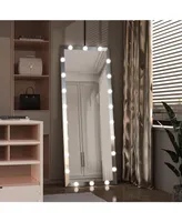 Simplie Fun Modern Wall Standing Bedroom Hotel Full Length Mirror With Led Bulbs Touch Control Whole Body
