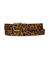 Lucky Brand Women's Genuine Haircalf Leopard and Smooth Leather Reversible Belt