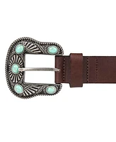 Lucky Brand Women's Turquoise Studded Western Buckle Belt